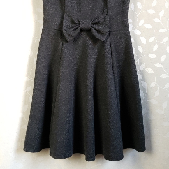 Just Ginger Retro Lace Texture Knit Bow Jumper Sweater Dress With Tags Gray Sm - Picture 5 of 12